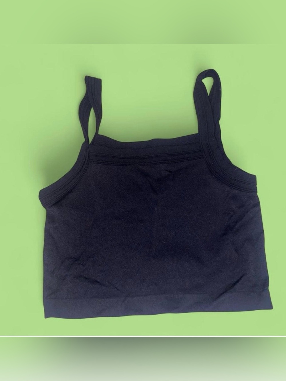 Urban Outfitters Black Ribbed Cropped Tank - Double Strap